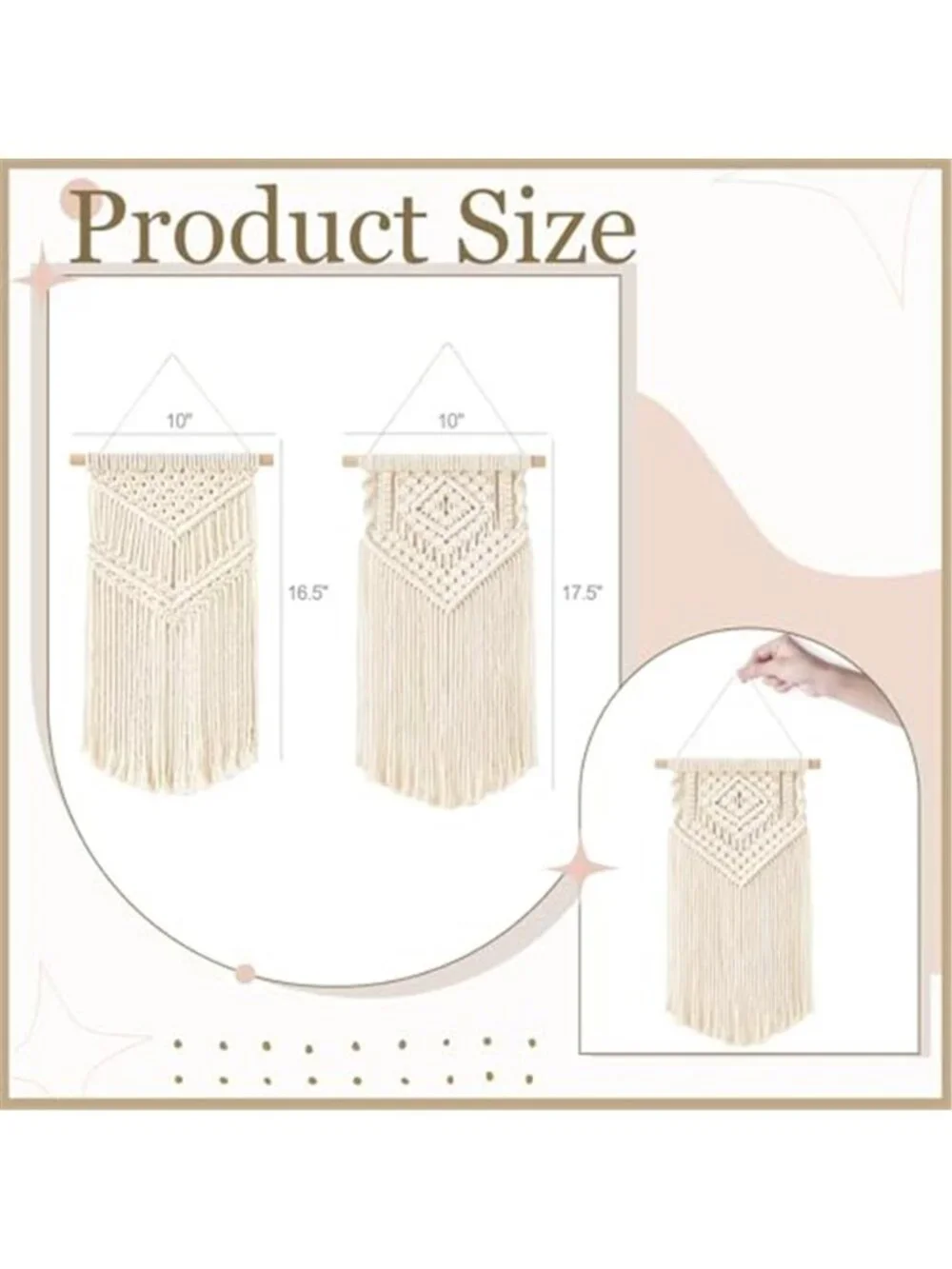 Small Macrame Wall Hanging 2 Pcs Woven Tapestry Wall Art Decor - Beautiful